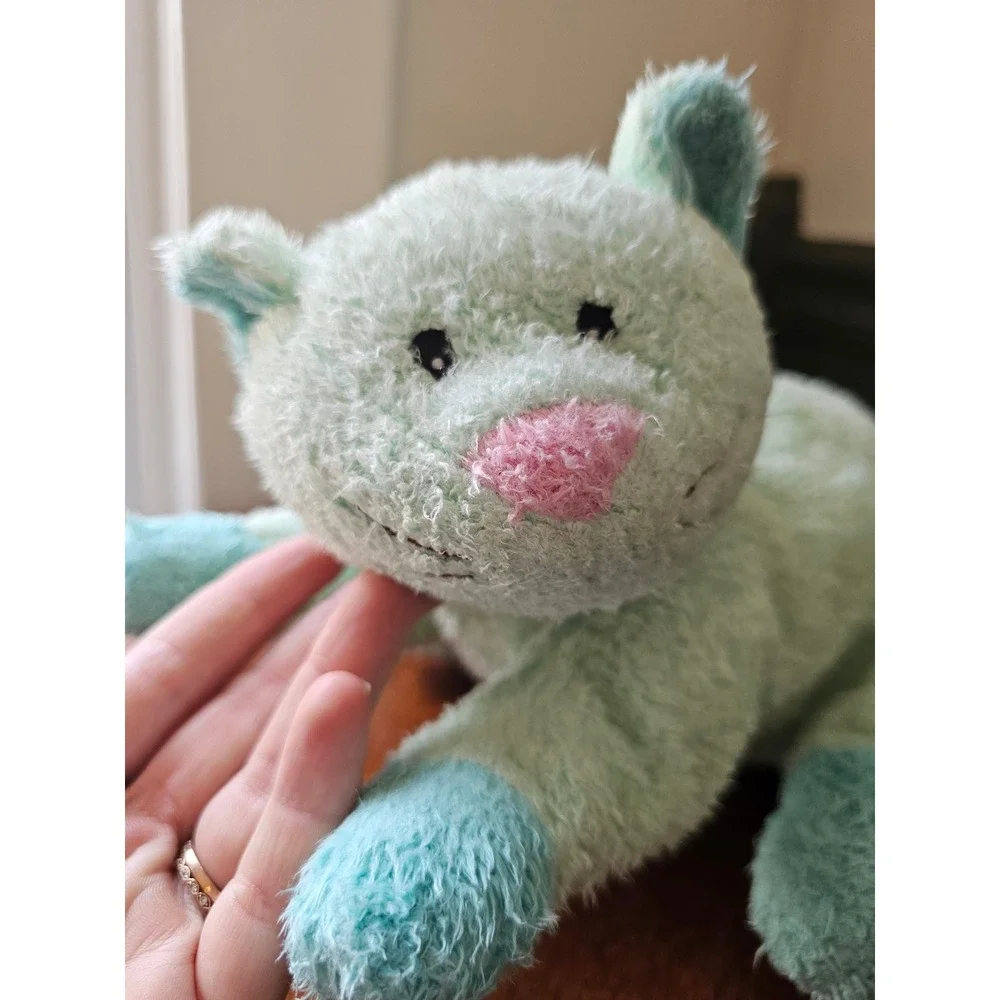Vintage Baby TY Pillow Pals Kittybaby Green mint Plush Cat‎ Rattle 2001 Plush